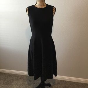 NWOT CALVIN KLEIN Floral Embroidered Black Dress 6